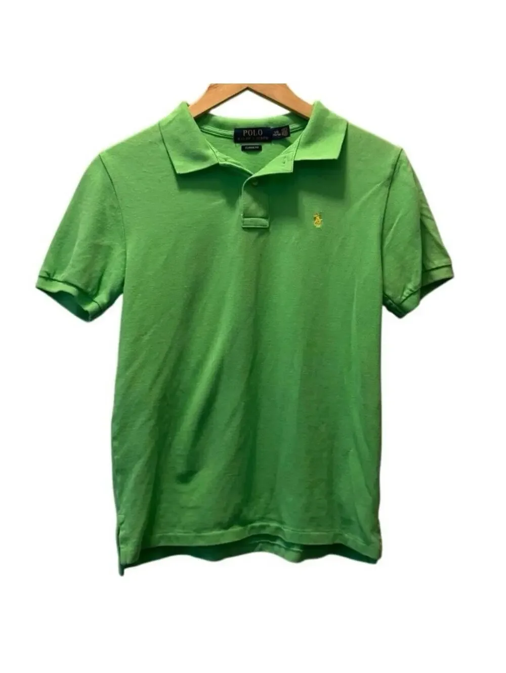 Polo Ralph Lauren boys Green Cotton Classic Fit Short Sleeve Polo Shirt L 14-16